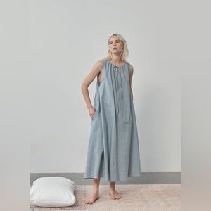 Deiji Studios Trapeze Dress Blue Check - M